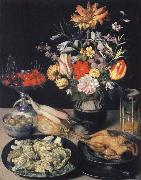 Georg Flegel Style life table with flowers, Essuaren and Studenglas oil painting